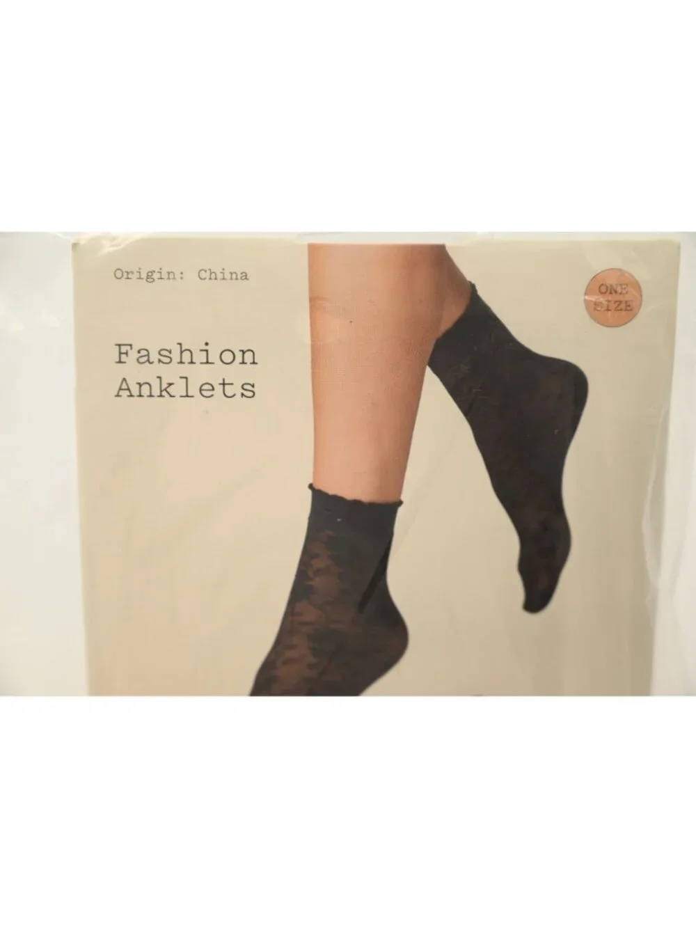 NIP A New Day Fashion Anklets 2 Pairs One Size Black White Sheer Floral Print